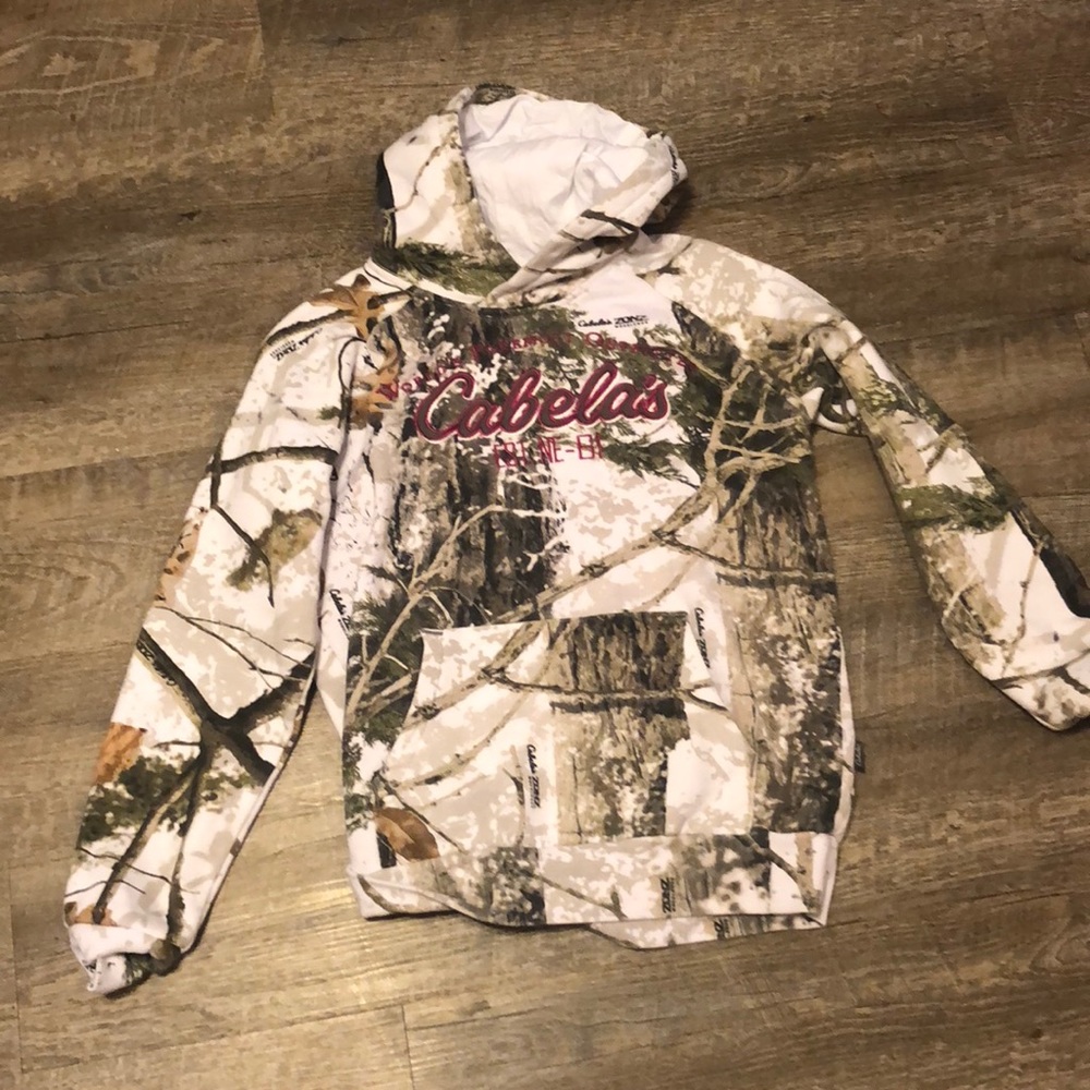 Cabelas hoodie white and pink